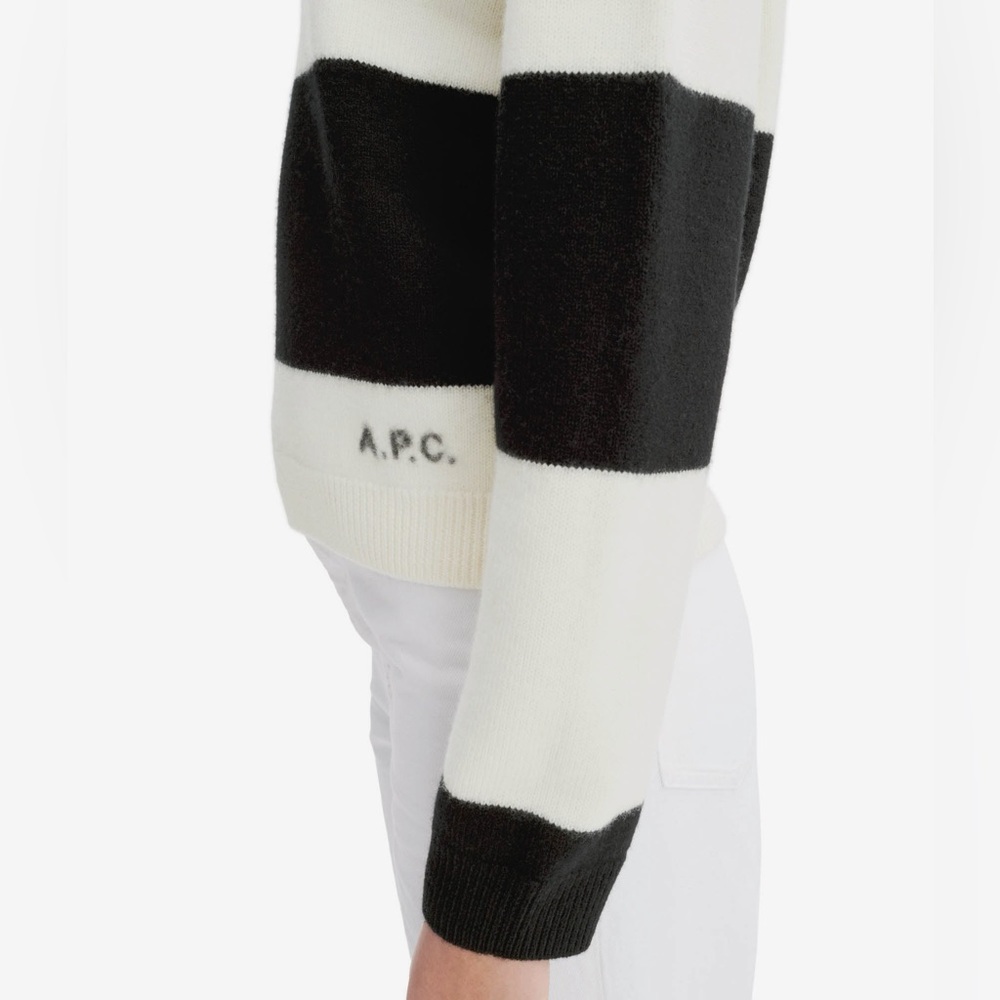 A.P.C. Penny Sweater - 100% wool Black and White Striped - size M - Picture 4 of 10